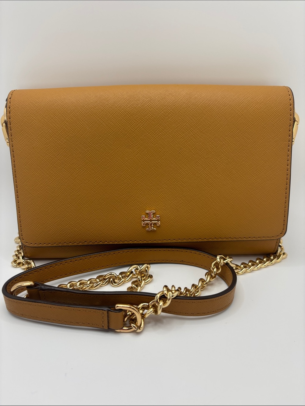 Tory Burch Toffee Saffiano Leather Chain Crossbody